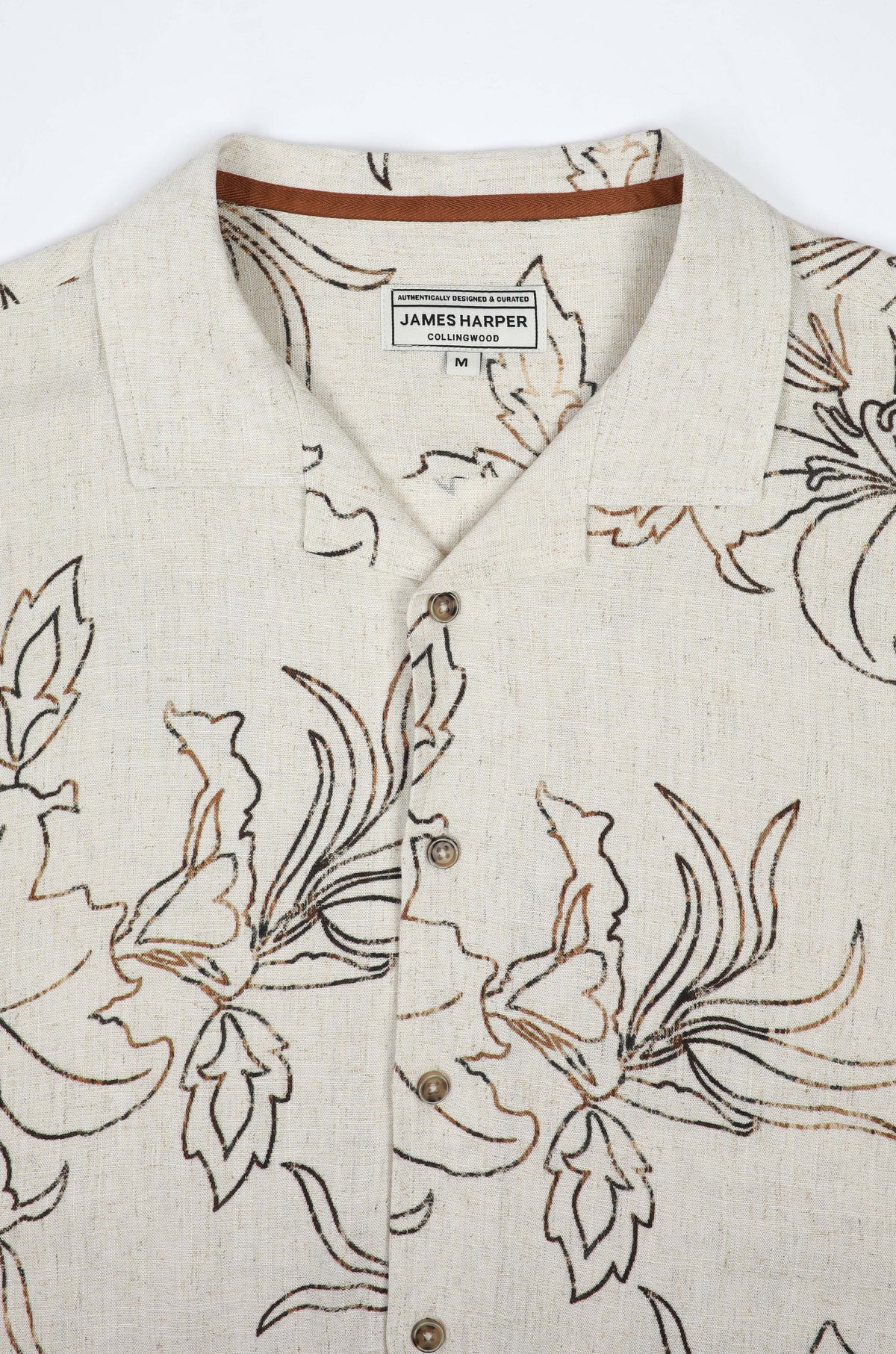 James Harper Short Sleeve Havana Cuban Collar in Mocha