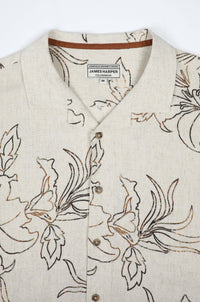 James Harper Short Sleeve Havana Cuban Collar in Mocha