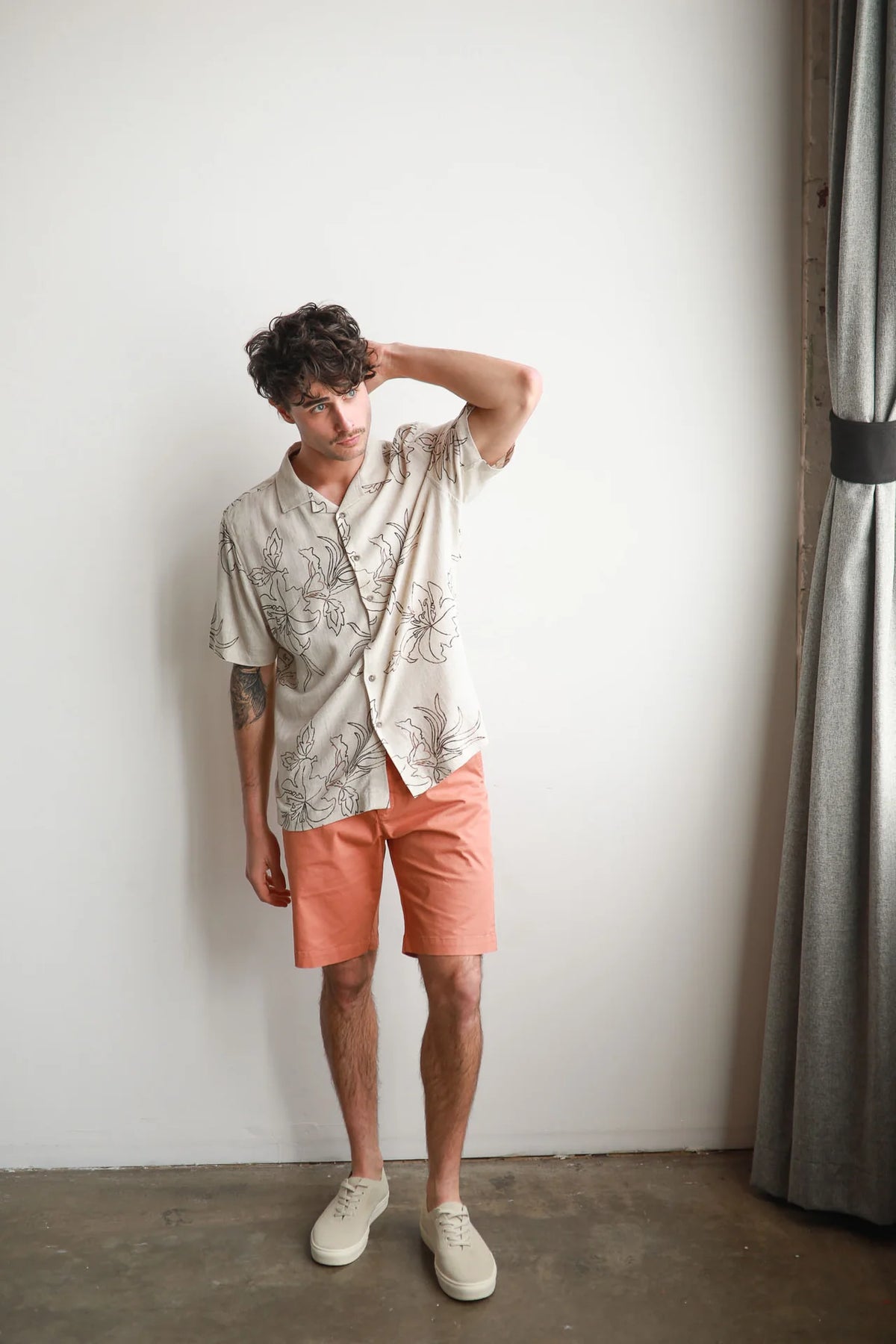 James Harper Short Sleeve Havana Cuban Collar in Mocha