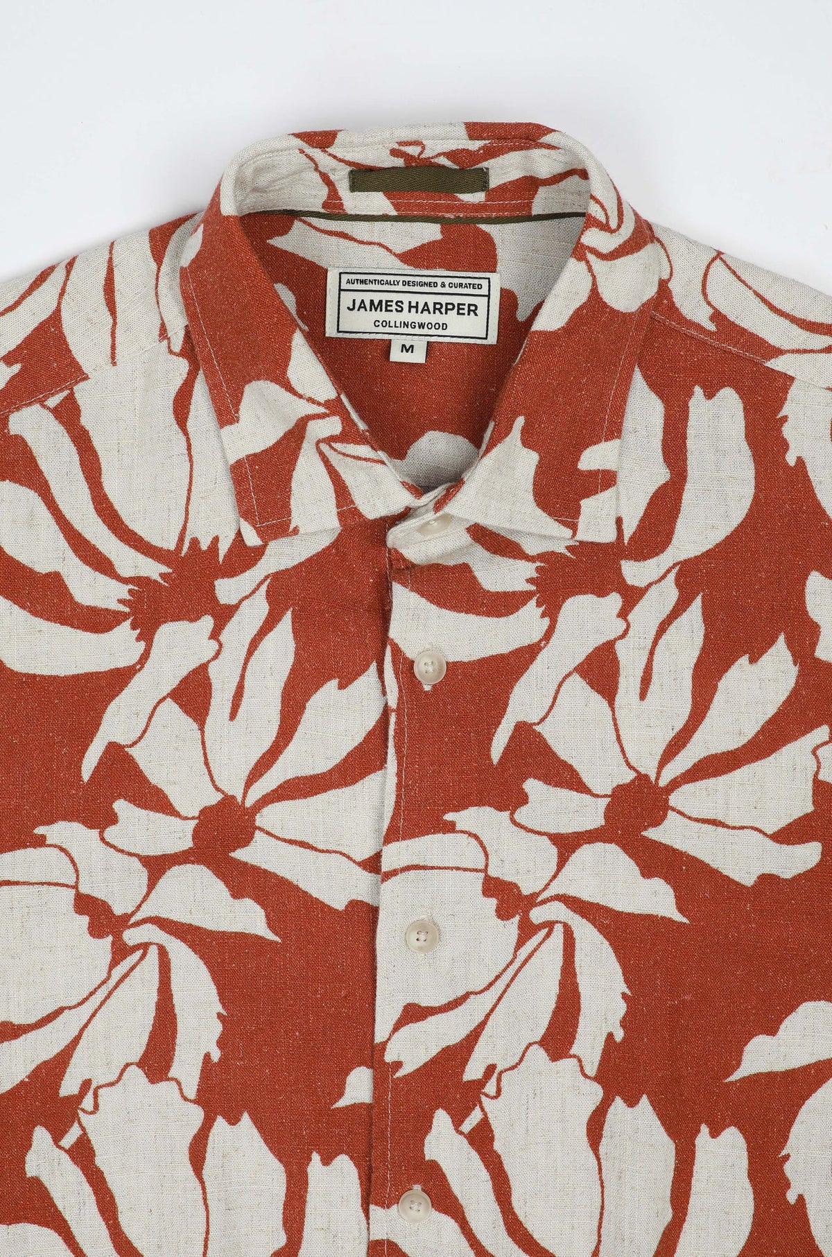 James Harper Short Sleeve Puerto Rico printed shirt in Paprika