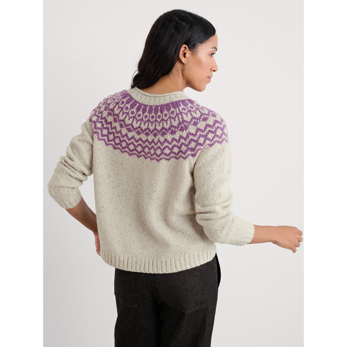 Port Kinnis Fair Isle Jumper in Aran Spring Heather