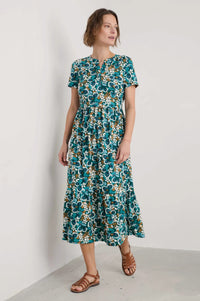 Rainette Dress - Spring Geraniums Pine Shoots