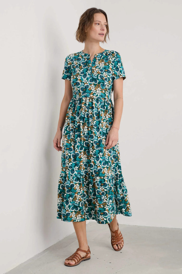 Rainette Dress - Spring Geraniums Pine Shoots