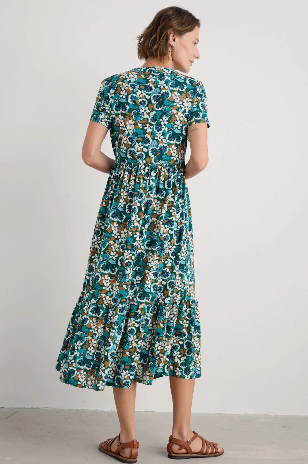 Rainette Dress - Spring Geraniums Pine Shoots