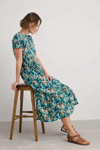 Rainette Dress - Spring Geraniums Pine Shoots