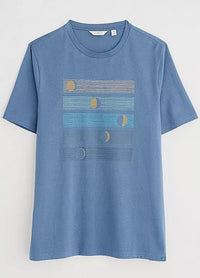 Seasalt Mens Midwatch T-Shirt Moon Phases Vintage Indigo