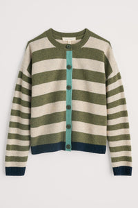 Seasalt Pinwell Striped Cardigan in Bright Shape Light Olive Mix