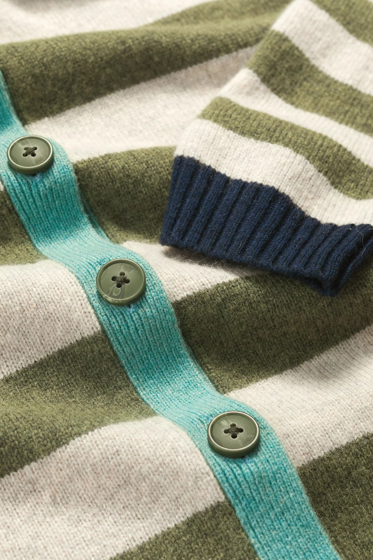 Seasalt Pinwell Striped Cardigan in Bright Shape Light Olive Mix