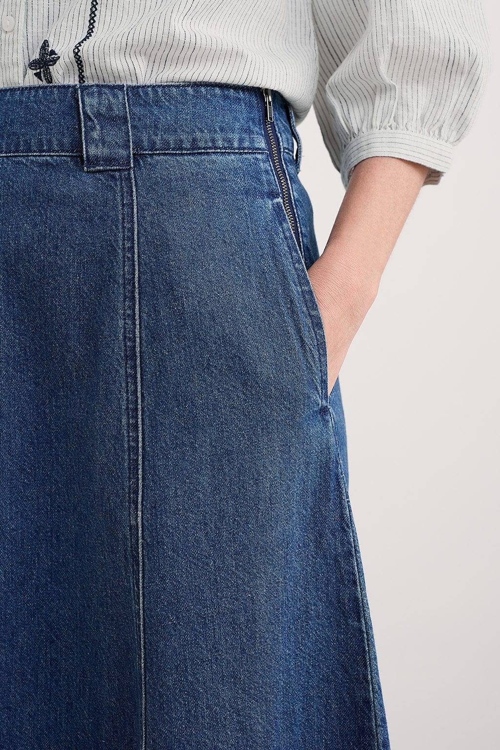 Seasalt Restharrow Skirt in Mid Wash Denim
