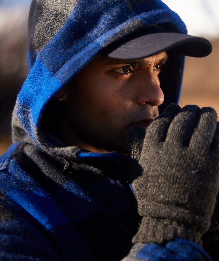 Wool Glove with Fleece Lining in Charcoal