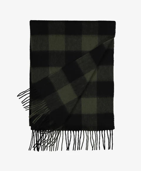 The Unisex Wool Scarfie in Olive Black Check
