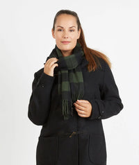The Unisex Wool Scarfie in Olive Black Check