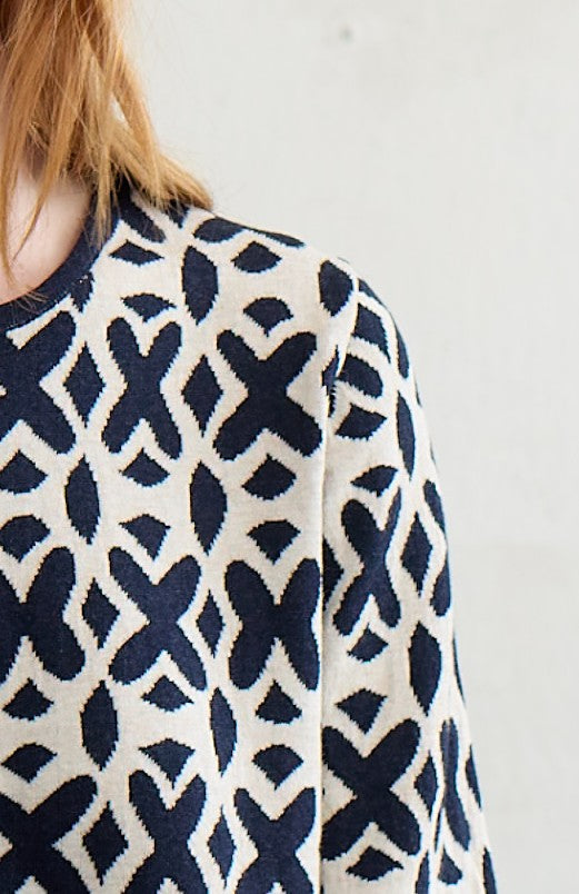 Tide Eco Jacquard Cardigan in Navy