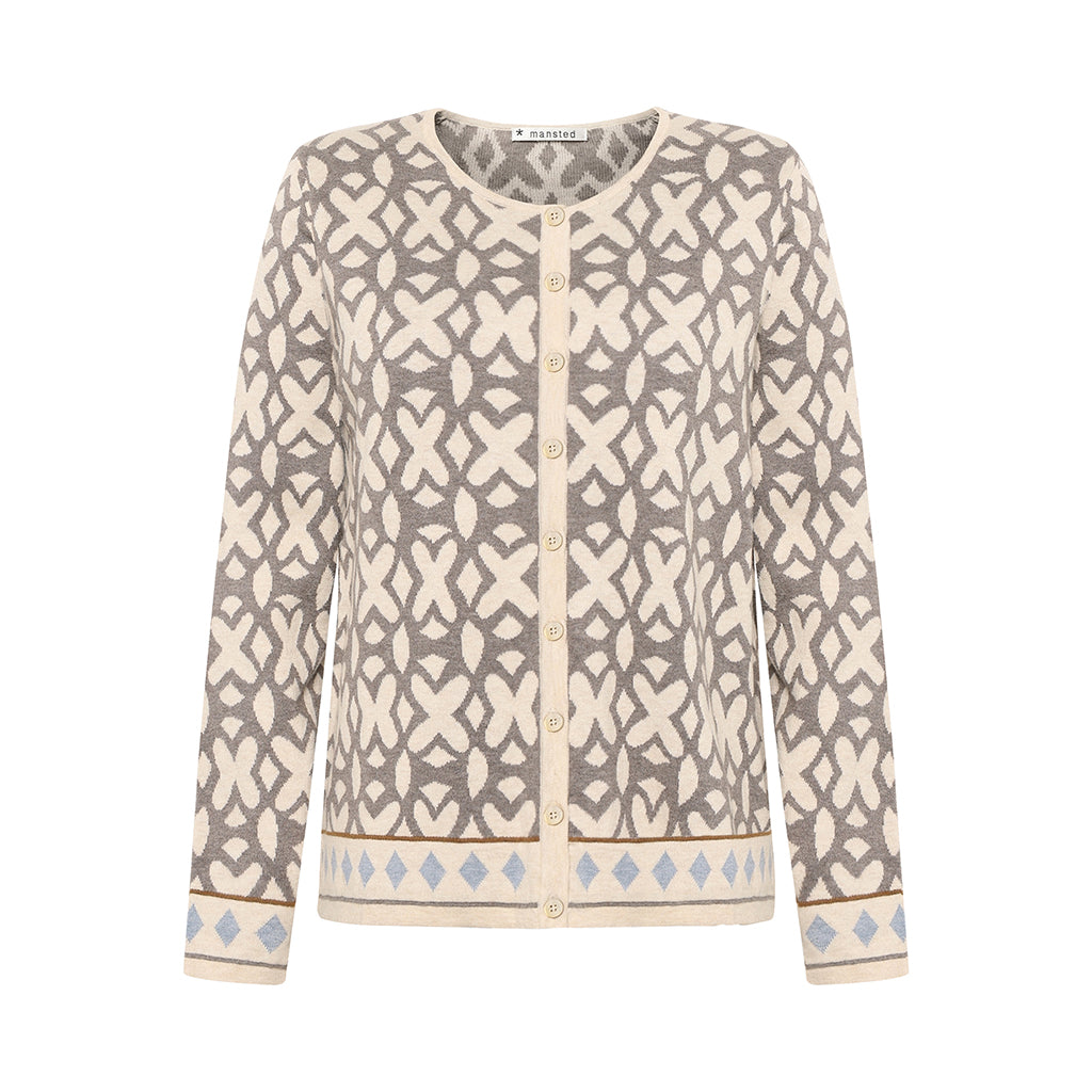 Tide Eco Jacquard Cardigan in Light Oat