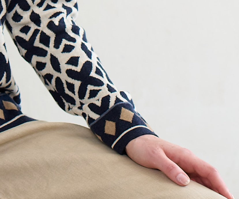 Tide Eco Jacquard Cardigan in Navy