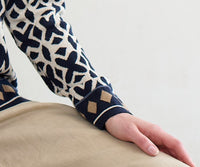 Tide Eco Jacquard Cardigan in Navy