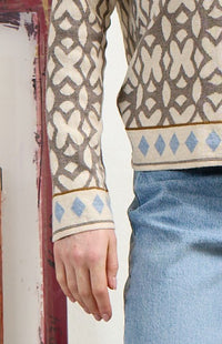 Tide Eco Jacquard Cardigan in Light Oat