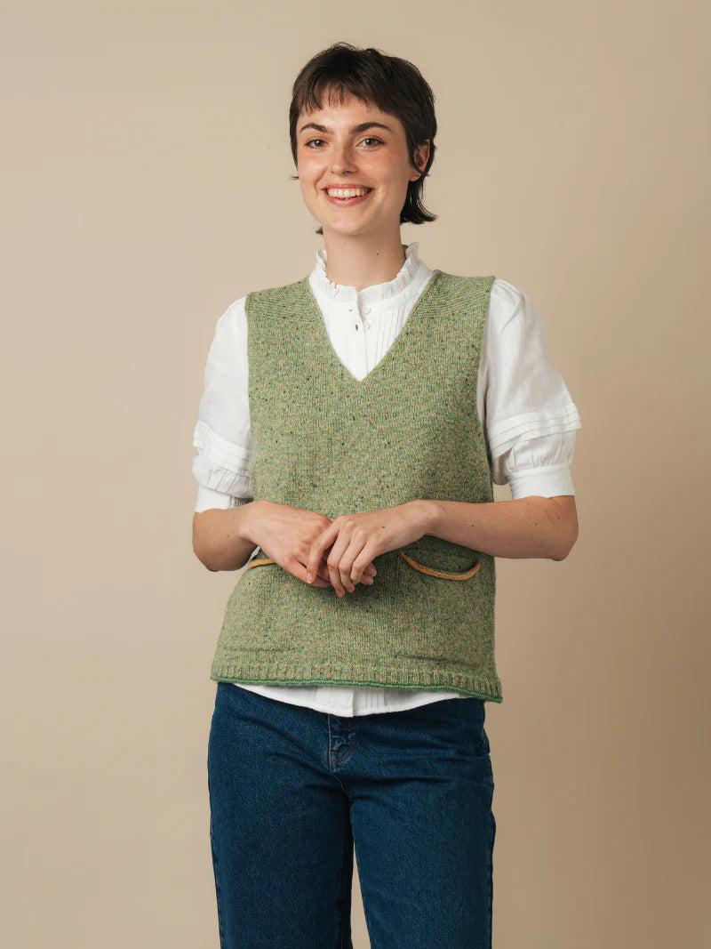 Eribe Tweed Nep Vest in Reed