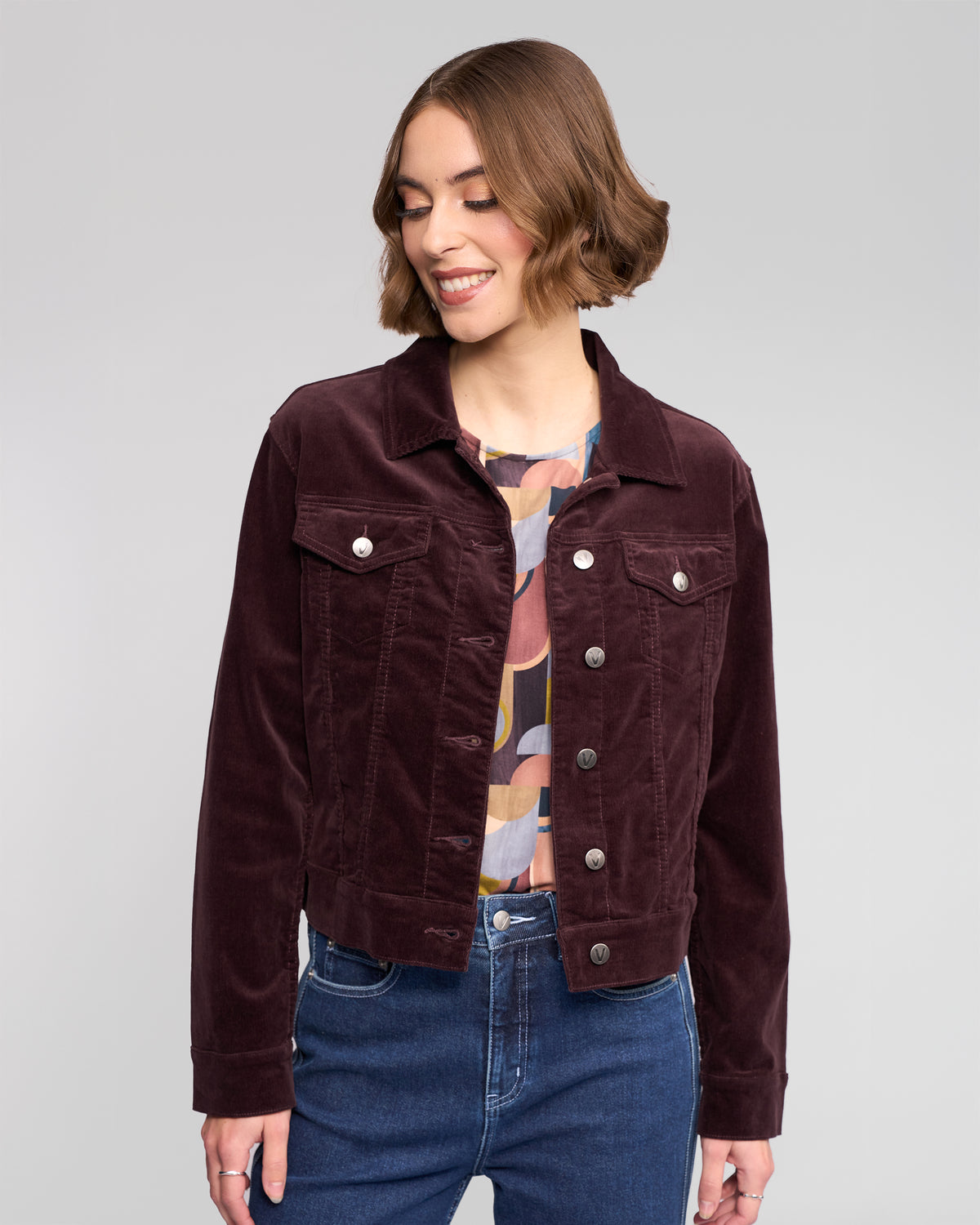 Vassalli Core Cord Jacket in Merlot 4051M