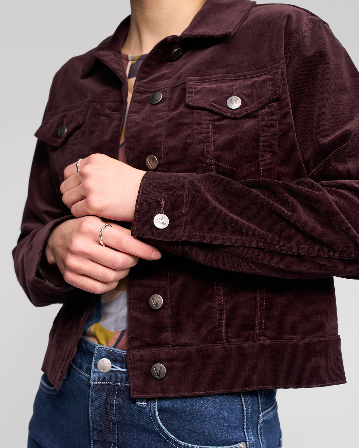 Vassalli Core Cord Jacket in Merlot 4051M