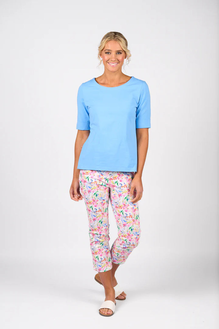 Vassalli 4262 Boat Neck Top in Sky