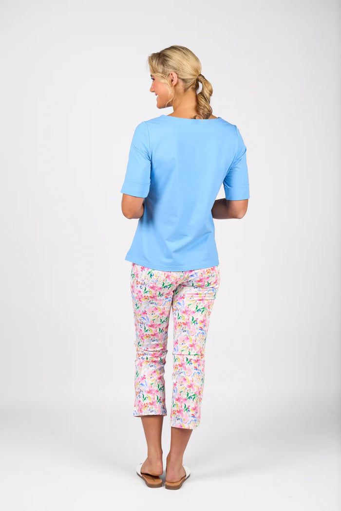 Vassalli 4262 Boat Neck Top in Sky