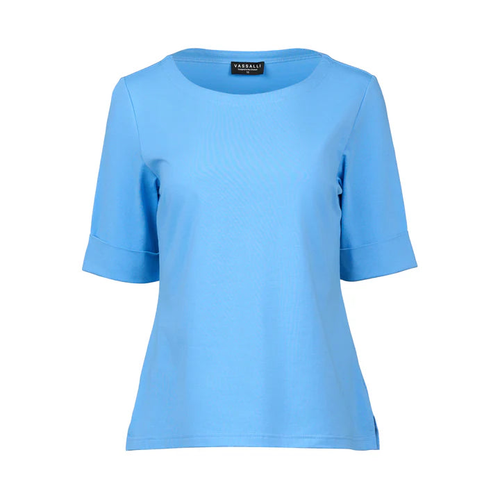 Vassalli 4262 Boat Neck Top in Sky