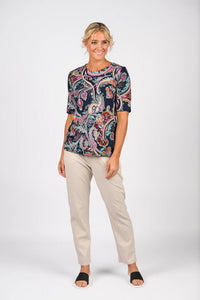 Vassalli 4329 Round Neck Knit Top in Persia