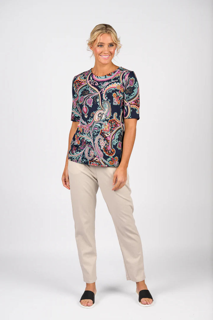 Vassalli 4329 Round Neck Knit Top in Persia