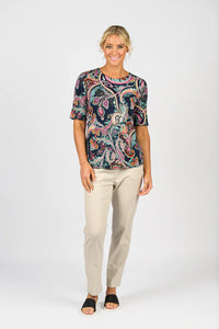 Vassalli 4329 Round Neck Knit Top in Persia