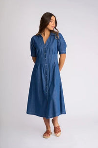 Addie Denim Dress in Ocean,