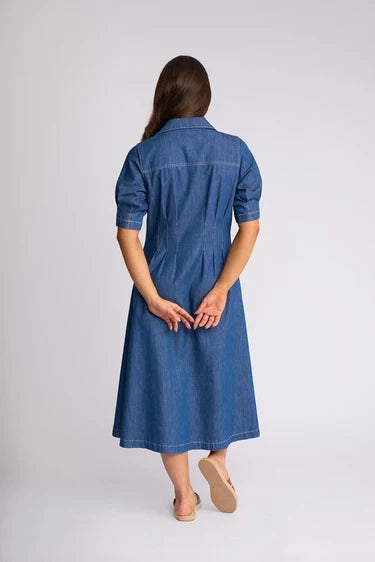 Addie Denim Dress in Ocean,