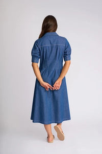 Addie Denim Dress in Ocean,