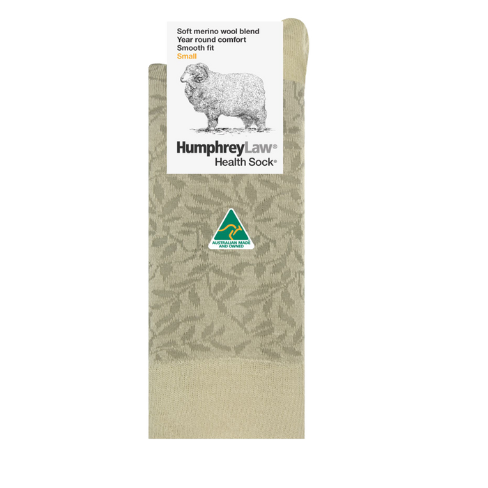 Humphrey Law Ladies 60% Fine Merino Wool Leaves Pattern Health Sock