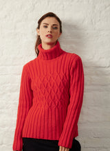 Load image into Gallery viewer, Fisherman Ladies Roll Neck Criss Cross Jumper
