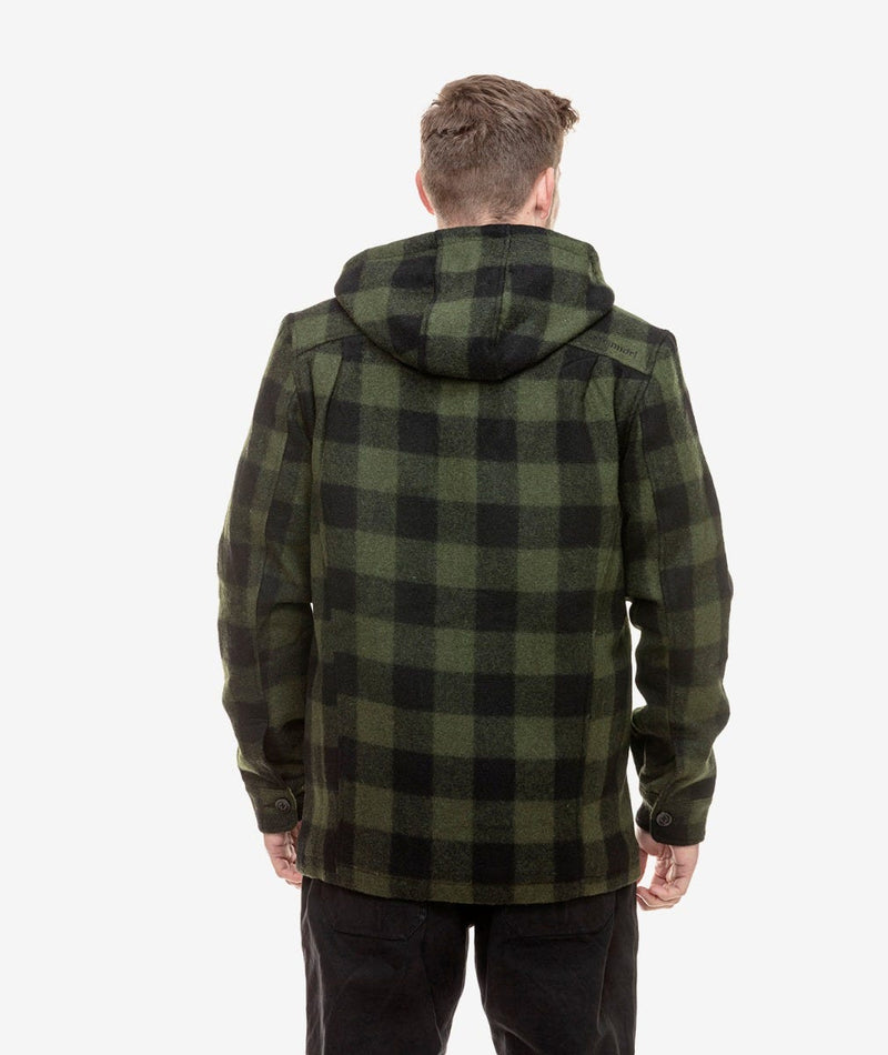 Swanndri Hudson Wool Hoody in Olive/Black Check