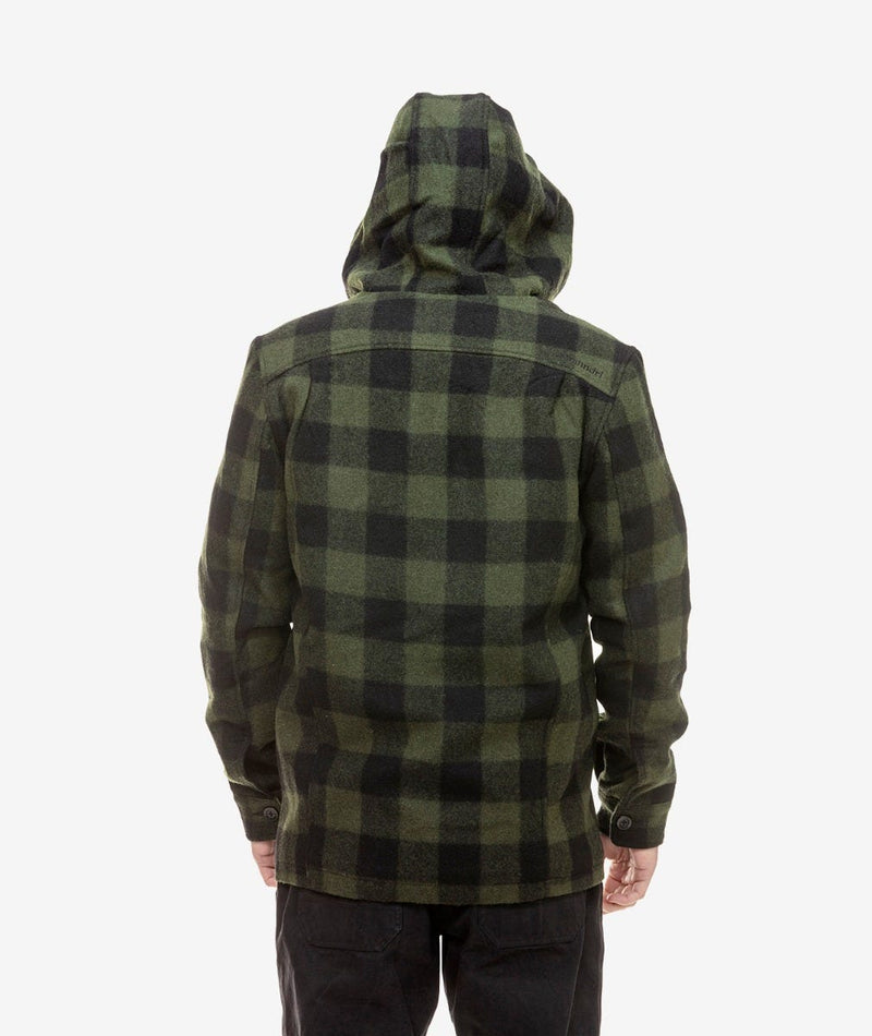Swanndri Hudson Wool Hoody in Olive/Black Check