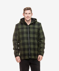 Swanndri Hudson Wool Hoody in Olive/Black Check