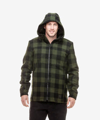 Swanndri Hudson Wool Hoody in Olive/Black Check