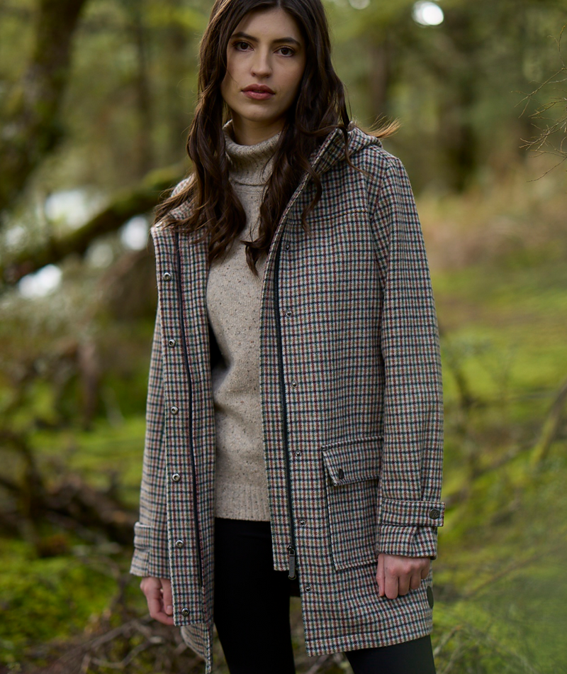 Women's Swanndri Annemore Wool Overcoat 'Society Check'